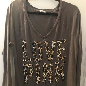 Long sleeve sequence pink logo